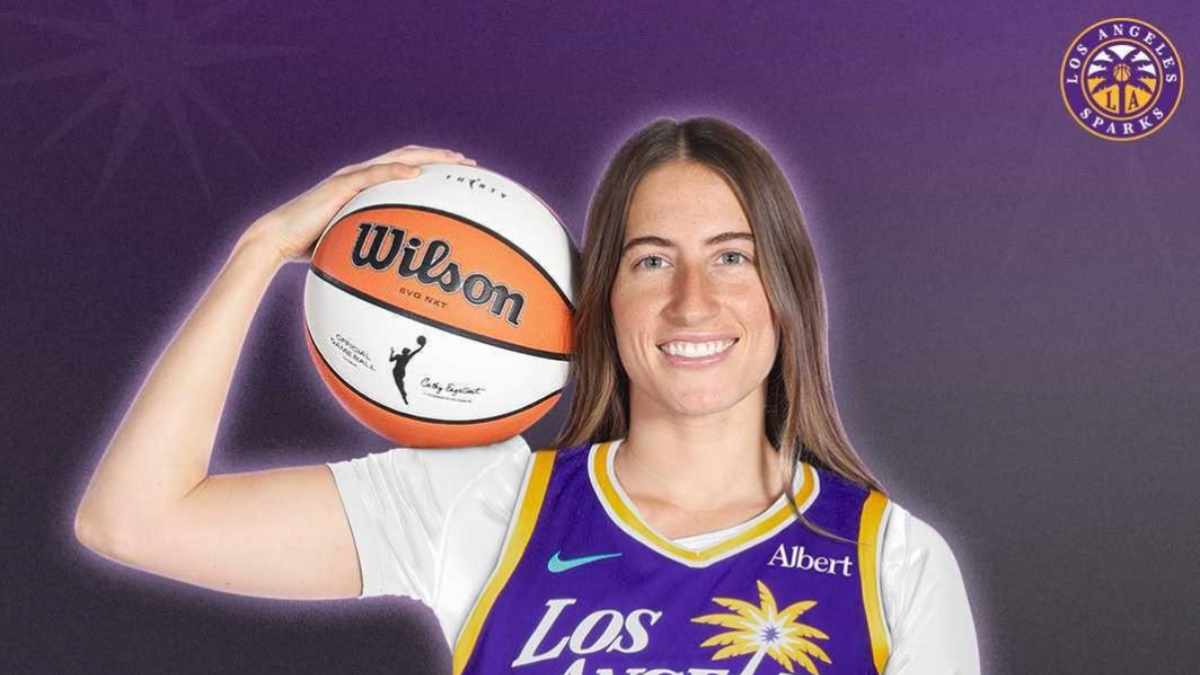 Kate Martin smiling in an Instagram post that announces her signing with the WNBA's LA Sparks after being waived by the Valkryies